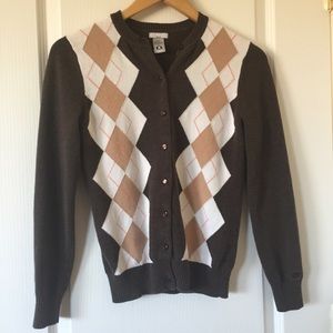 Izod Golf argyle cardigan, size XS